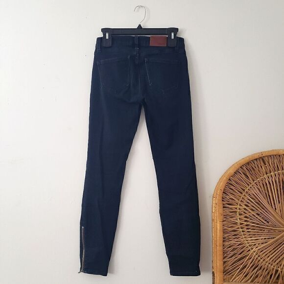 Madewell Skinny Skinny Dark Wash Jeans Low Rise Ankle Zips 25 - Picture 2 of 10